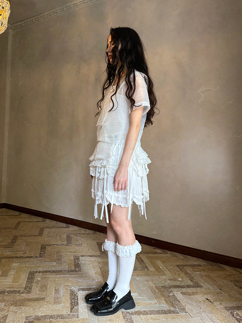 Daytoday Everyday Institute - Kawaii Sailor Collar Bow Wing Shirt shirt daytoday everyday institute