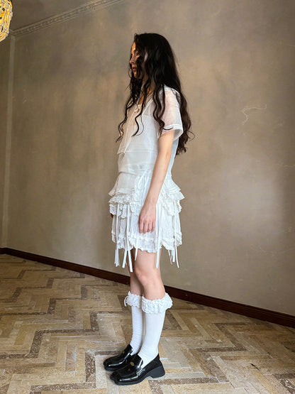 Daytoday Everyday Institute - Kawaii Sailor Collar Bow Wing Shirt shirt daytoday everyday institute