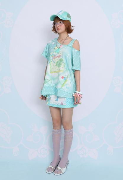 frufru - Lucky Clover Mint Green Oversized Tee tshirt frufru