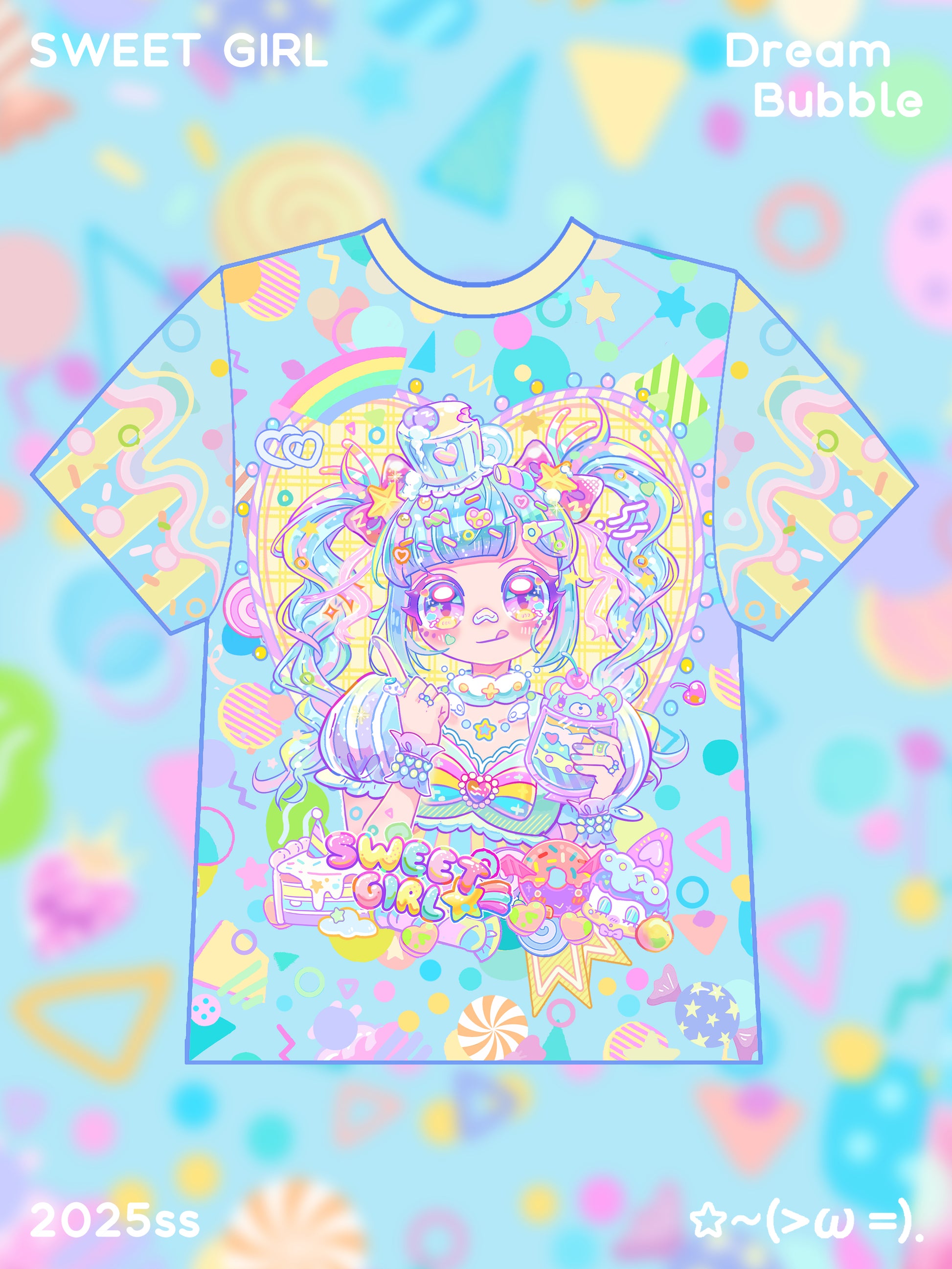 Dream Bubble - Decora Kei T-shirt Blue Candy Girl Print T-shirt shirt Dream Bubble