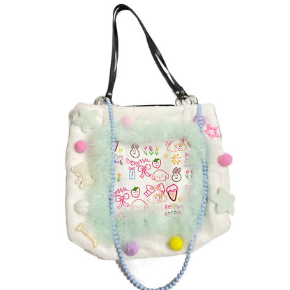 Hottie - Doodle Plush Pom Pom Tote Bag bag Hottie