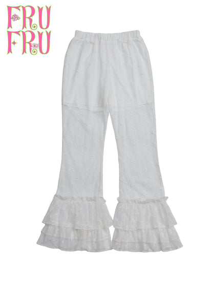 frufru - Lace Bow Flare Pants | Y2K Girly Kawaii Japanese Fashion pants frufru S