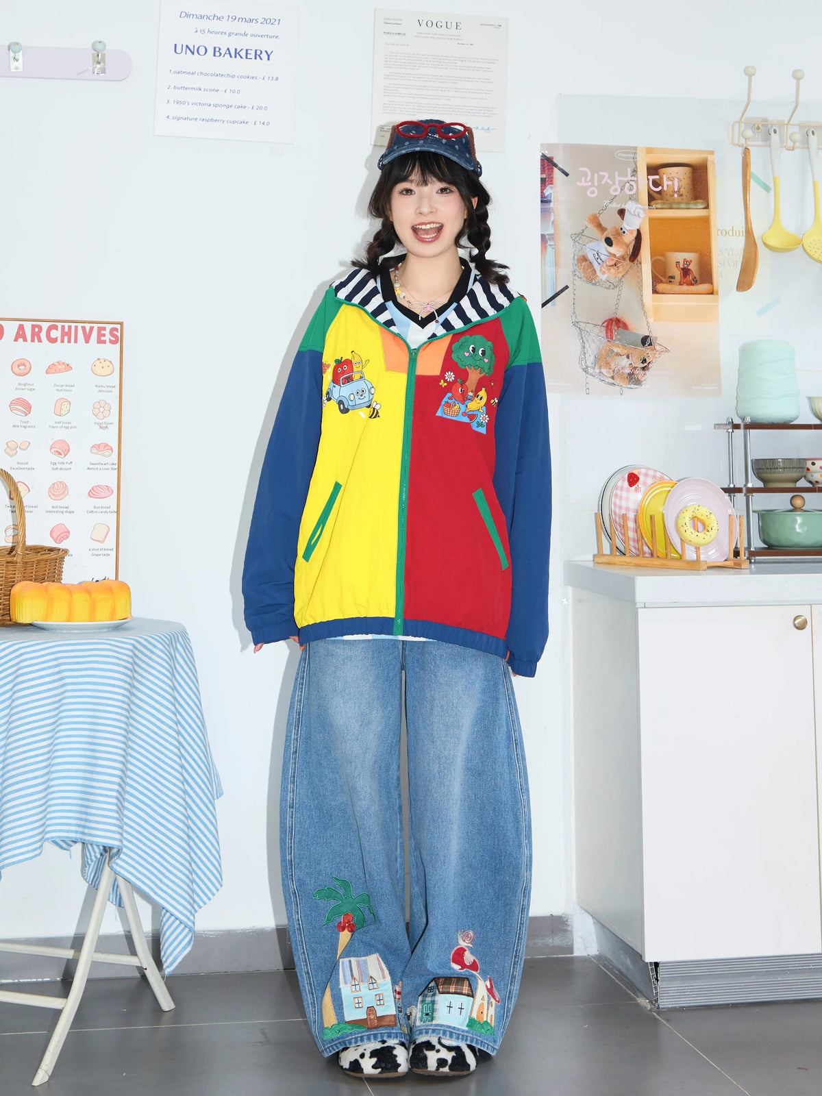 Robootoo - Colorblock Fruit Party Hooded Jacket