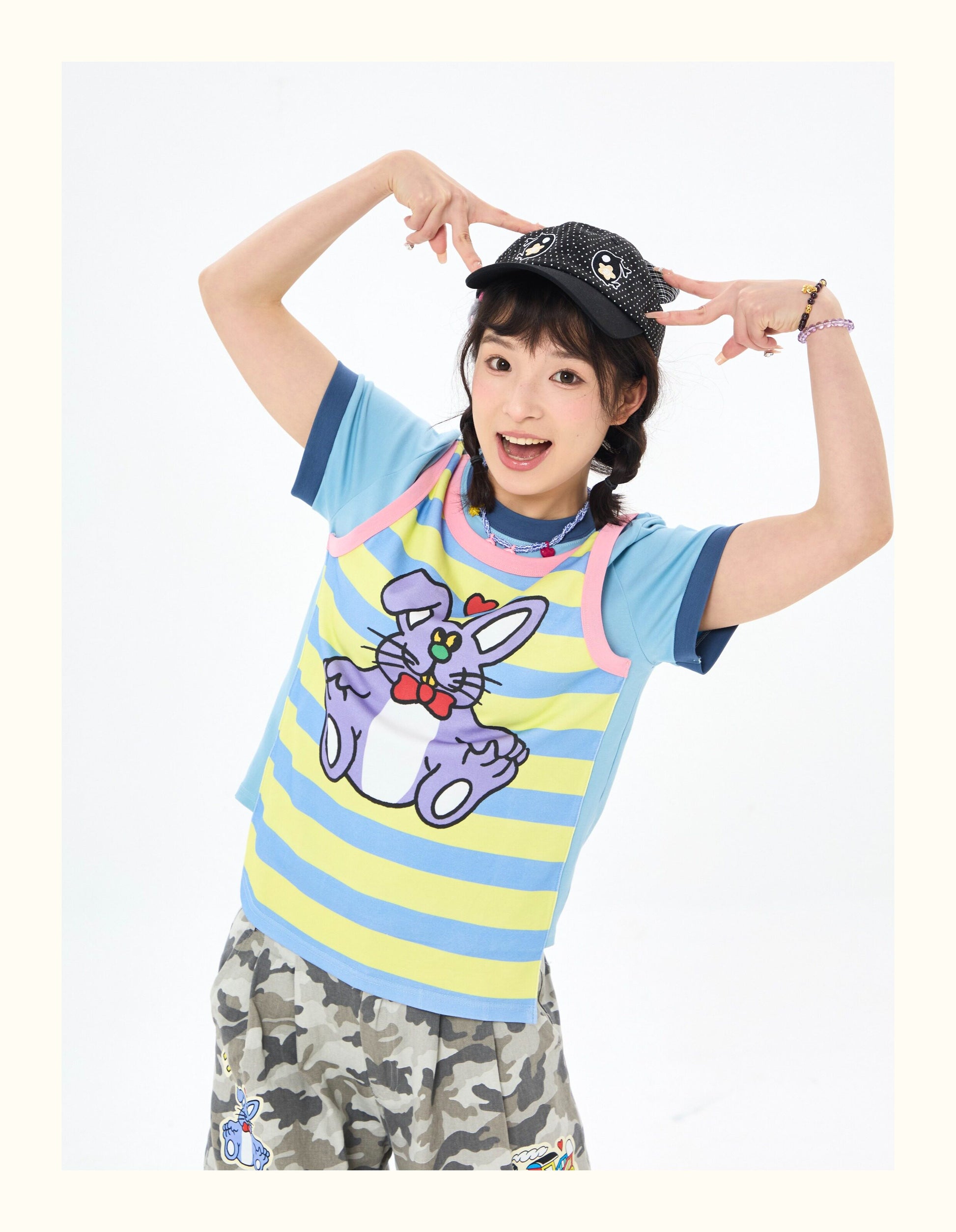 Robootoo - Colorblock Faux Layered Stripe T-Shirt tshirt Robootoo