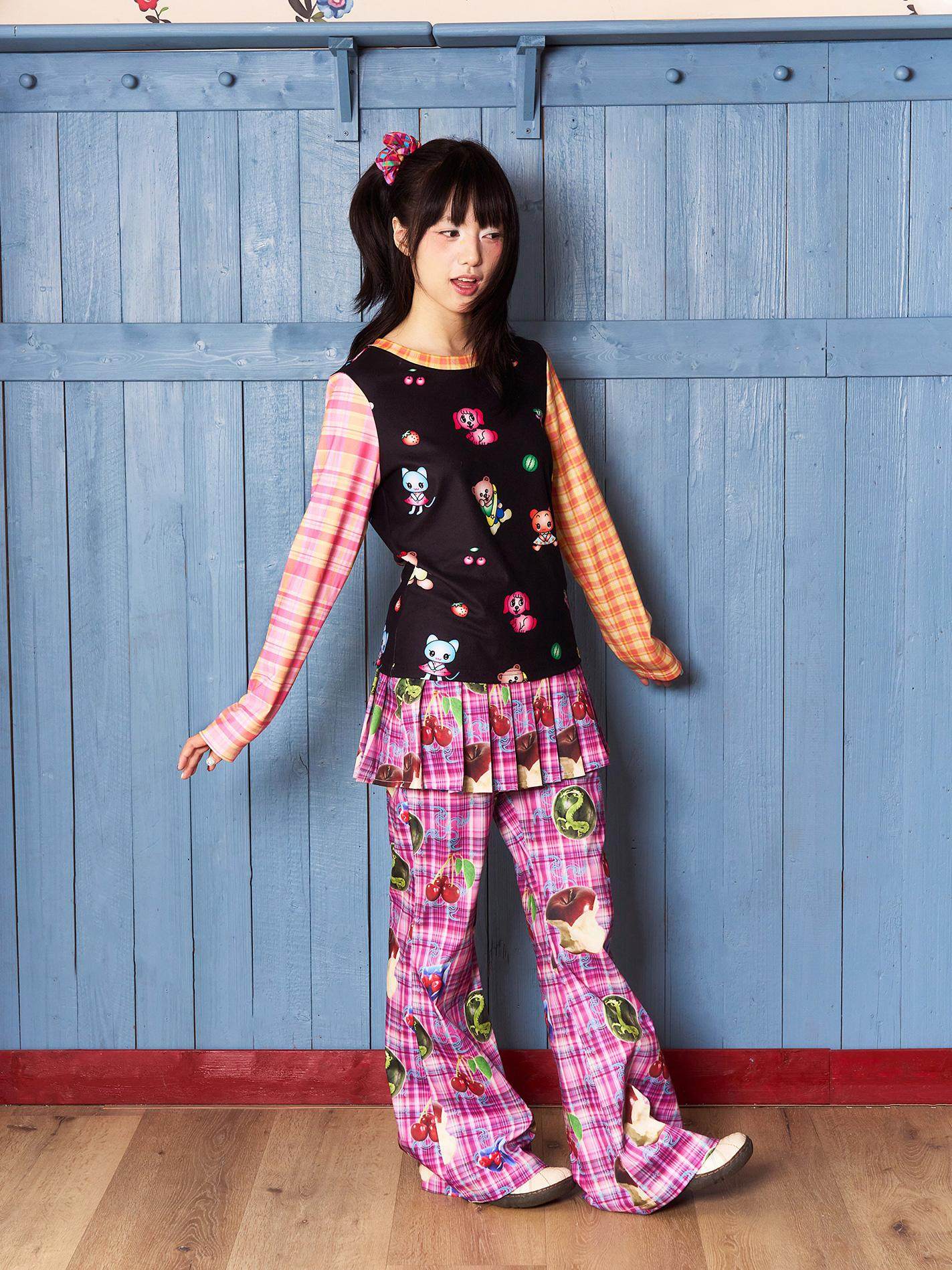 FRUITS - Apple Watermelon Print Pleated Pants pants Fruits