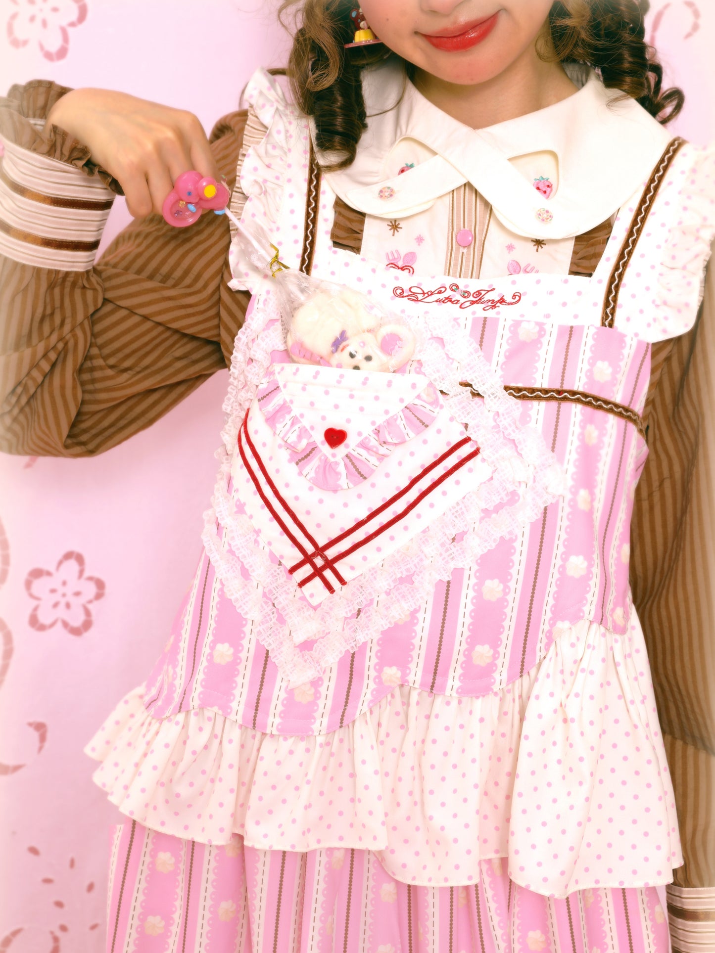 Lutra Jump - Kawaii Pink Polka Dot Stripe Camisole camisole Lutra Jump