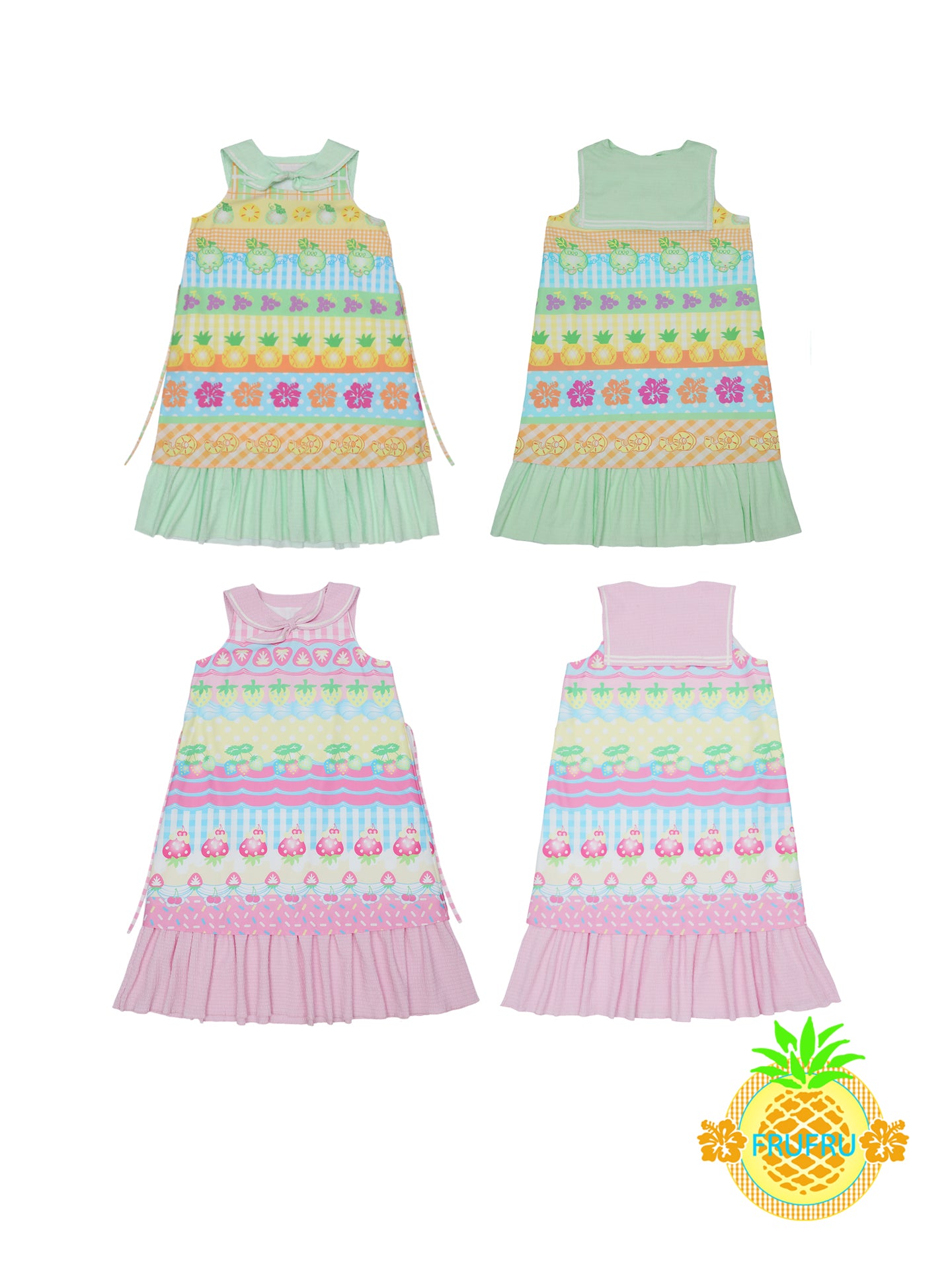 frufru - Kawaii Fruit Print Cotton Sailor Collar Dress for Summer dress frufru