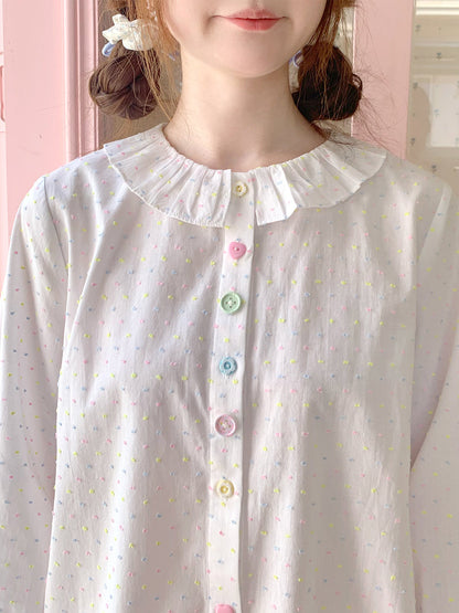 Peach Party - White Colorful Button Cardigan