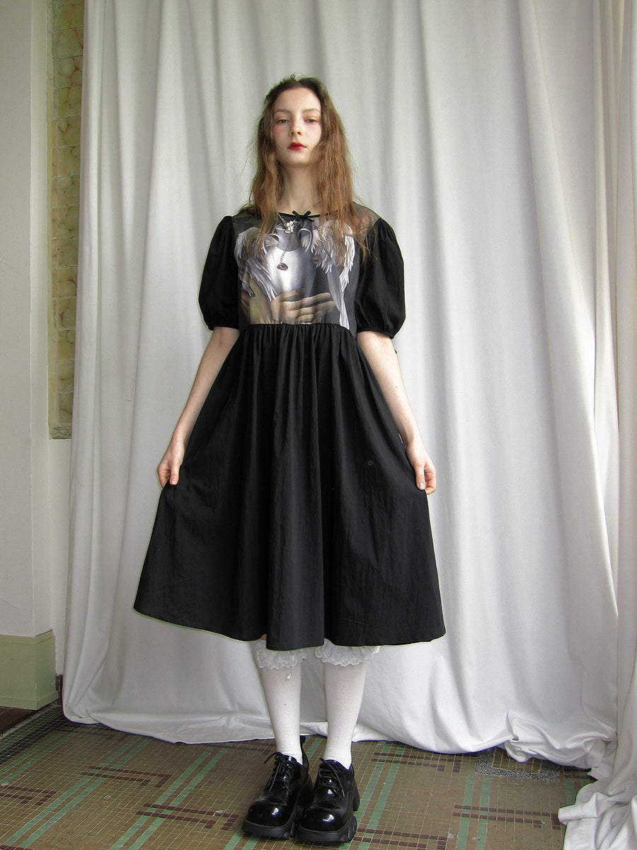 daytoday everyday institute - Kawaii Angel Print Short Sleeve Dress dress daytoday everyday institute