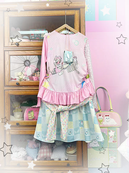 shishihshop - Cool Lace Patch Long Sleeve Top shirt shishihshop