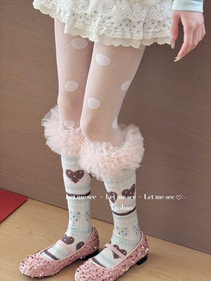 LET ME SEE - Heart Polka Dot Lace Socks socks let me see