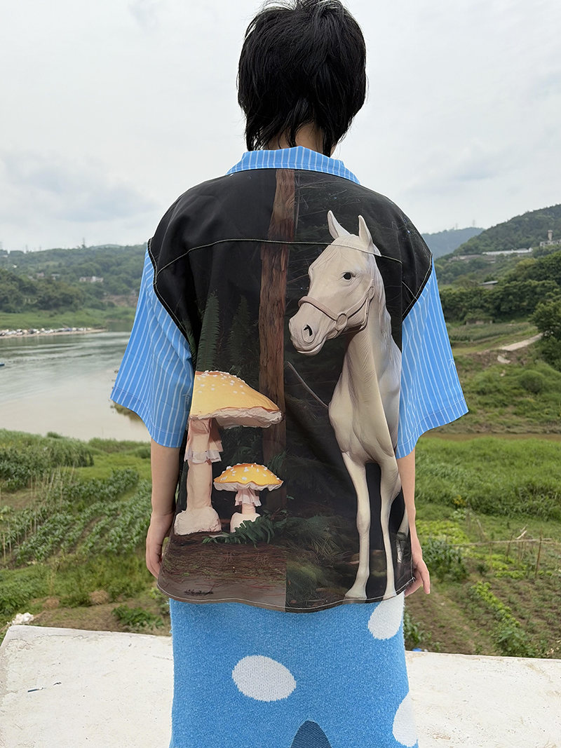 No Blue Today - White Horse Mushroom Forest Shirt shirt No Blue Today
