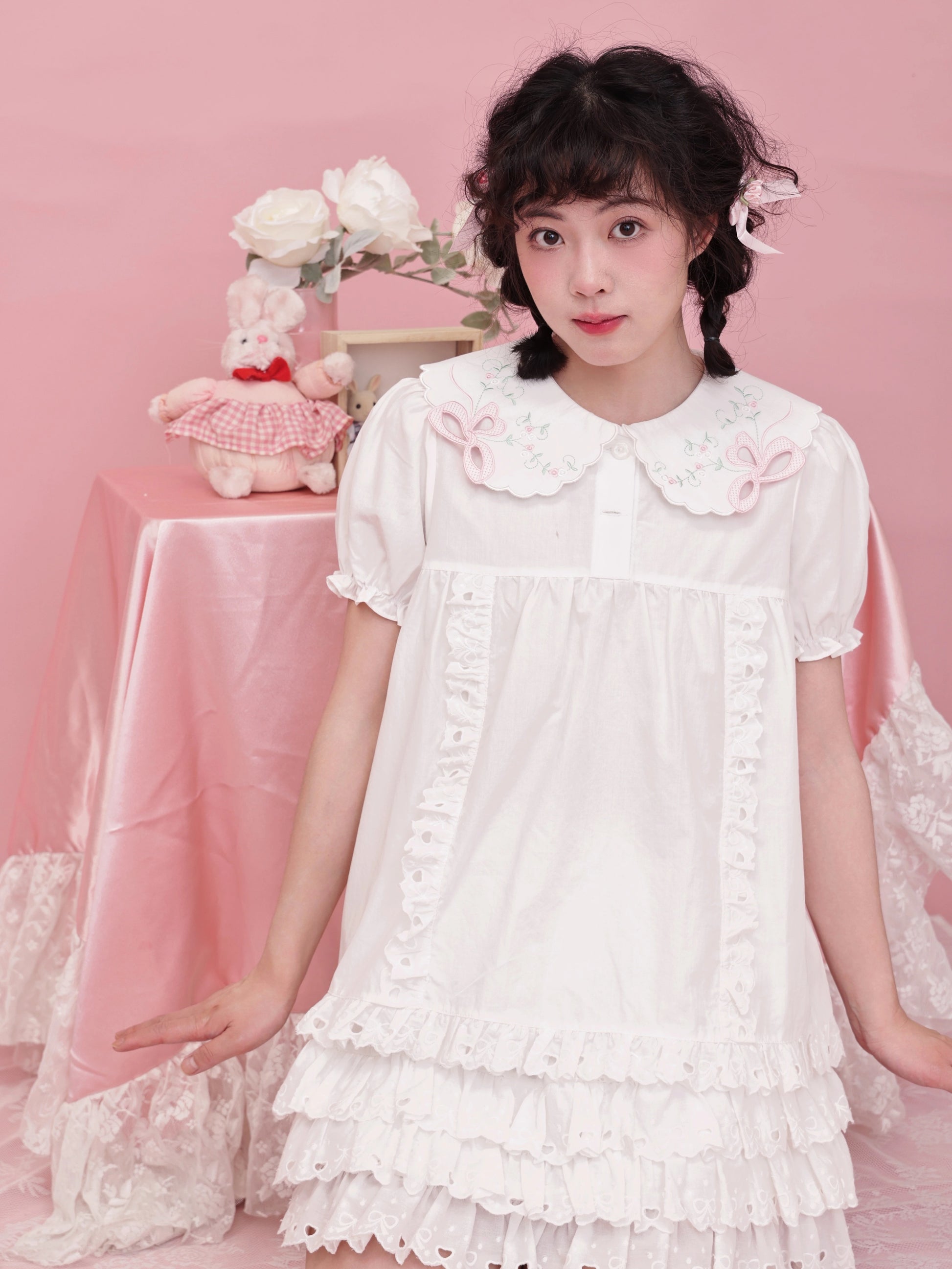 SemenCoicis – Vintage Butterfly Embroidered Blouse with Peter Pan Collar blouse SemenCoicis