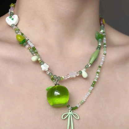 Kiwi Store - Decora Kei Green Apple Jewelry Set necklace kiwi store