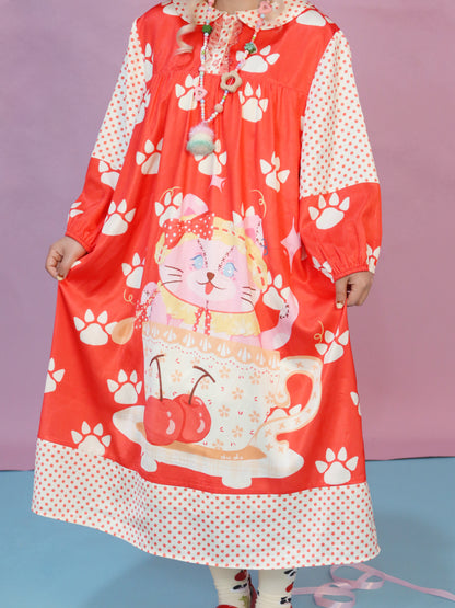 Lulululu - Polka Cat Print Dress dress LULULULU
