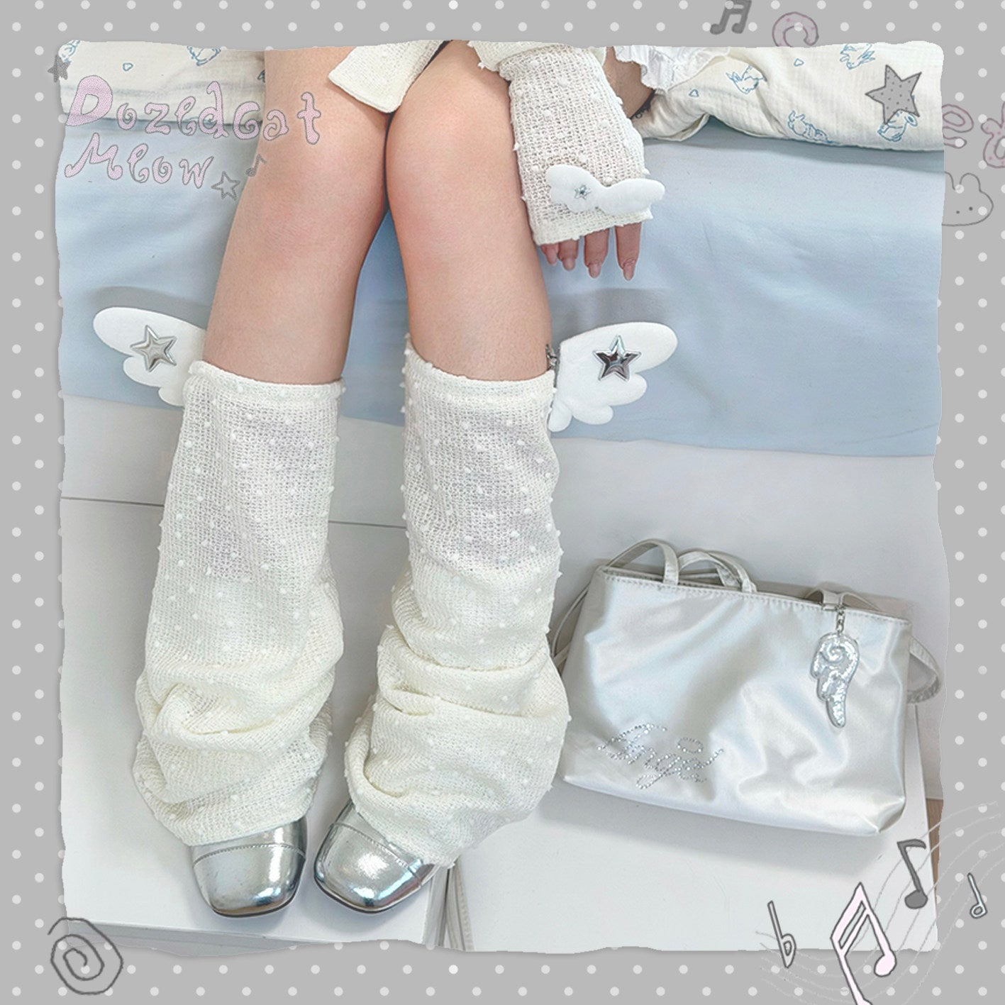 Sleepwalking Cat - Y2K Polka Dot Wing Leg Warmers