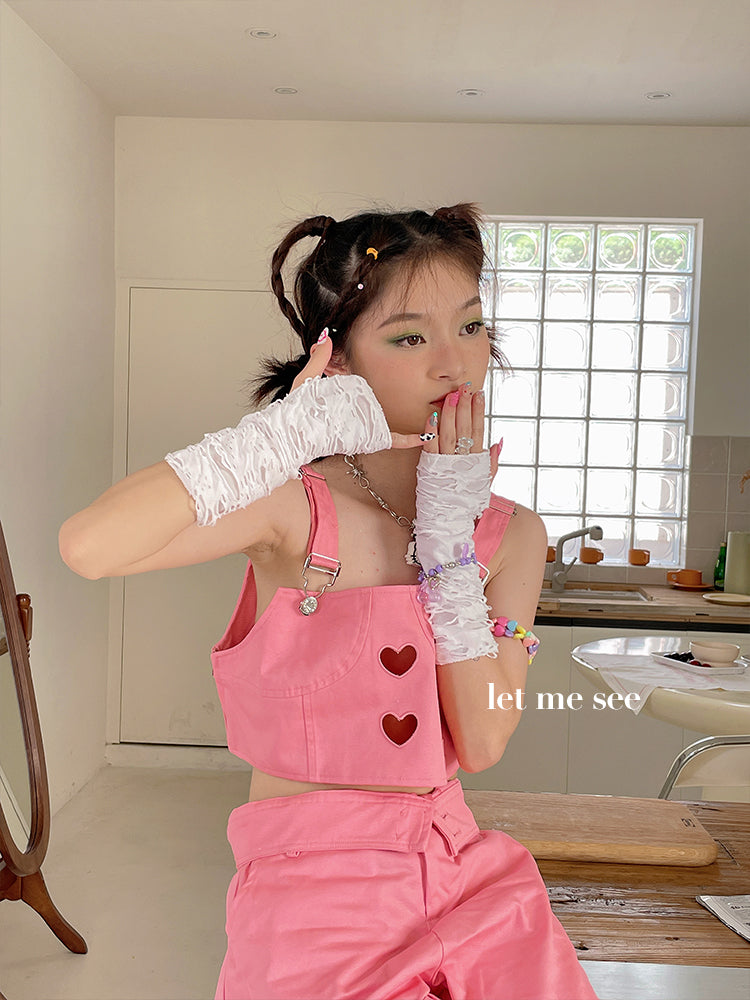 LET ME SEE - Y2K Distressed Fingerless Sun Protection Arm Warmers sleeves let me see