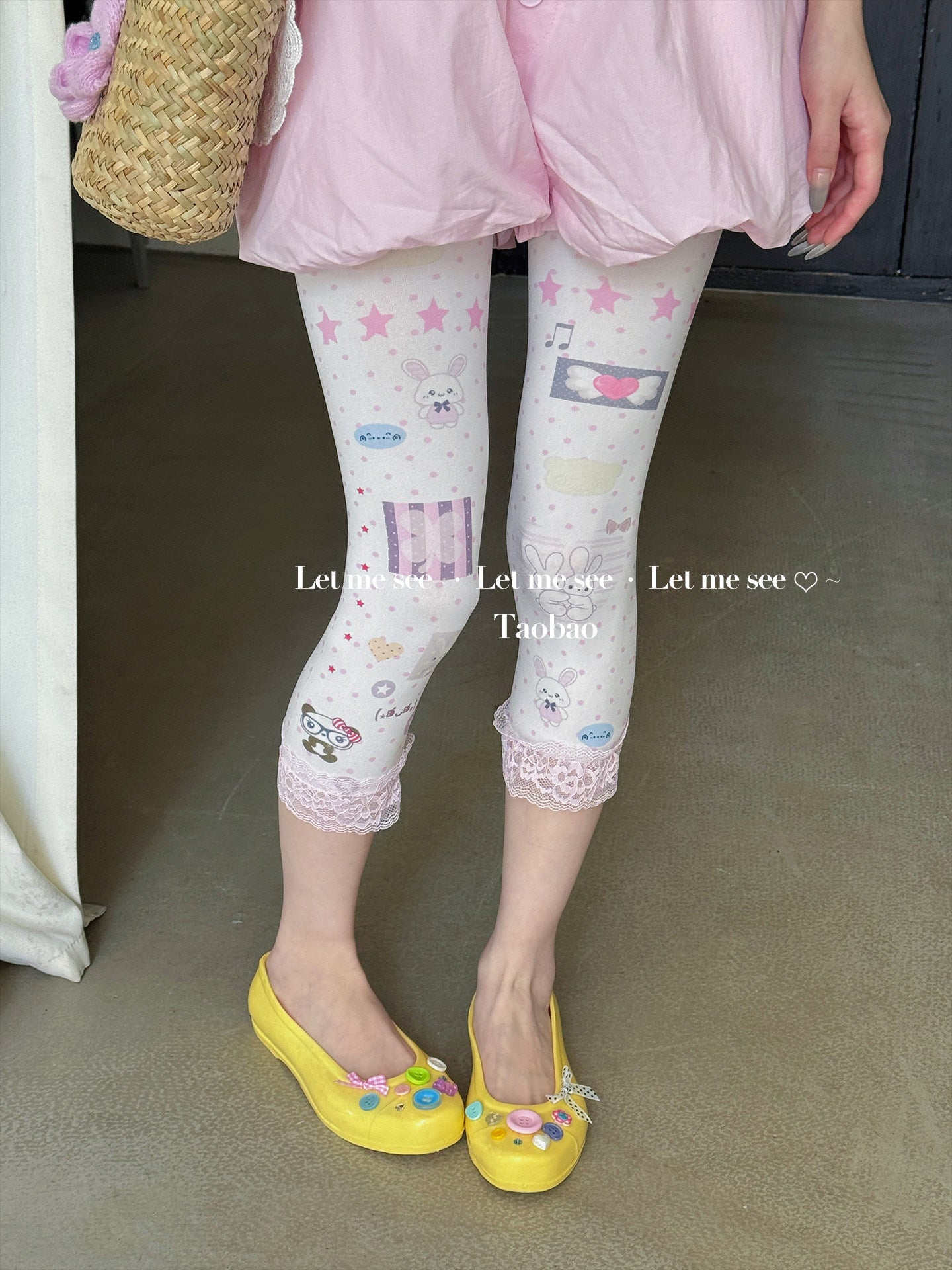 LET ME SEE - Cartoon Polka Capri Leggings tights let me see