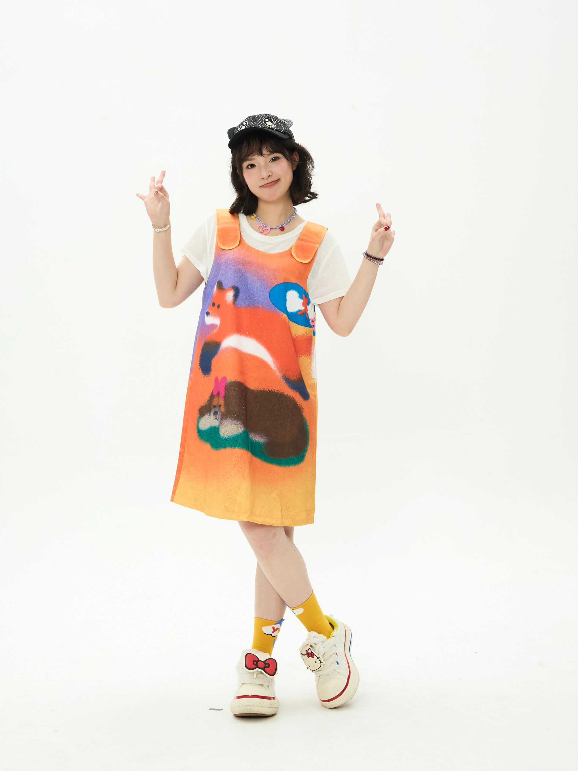 Robootoo - Fox Print Oversized Cami Dress dress Robootoo