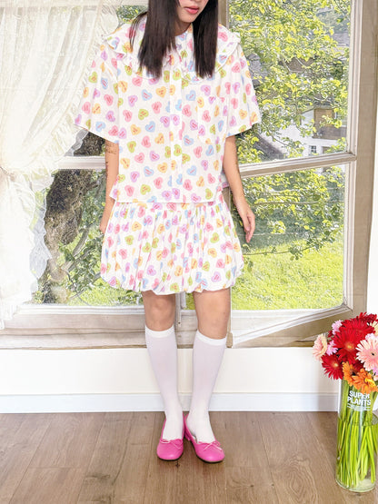 bunnybunnygun - Heart Print Bubble Skirt skirt bunnybunnygun