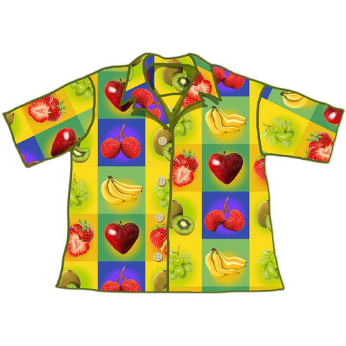 No Blue Today - Fruit Plaid Oversized Short-Sleeve Shirt shirt No Blue Today S