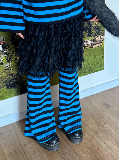 BunnyBunnyGun - Y2K Flare Pants Blue Black Striped Loose Fit pants bunnybunnygun
