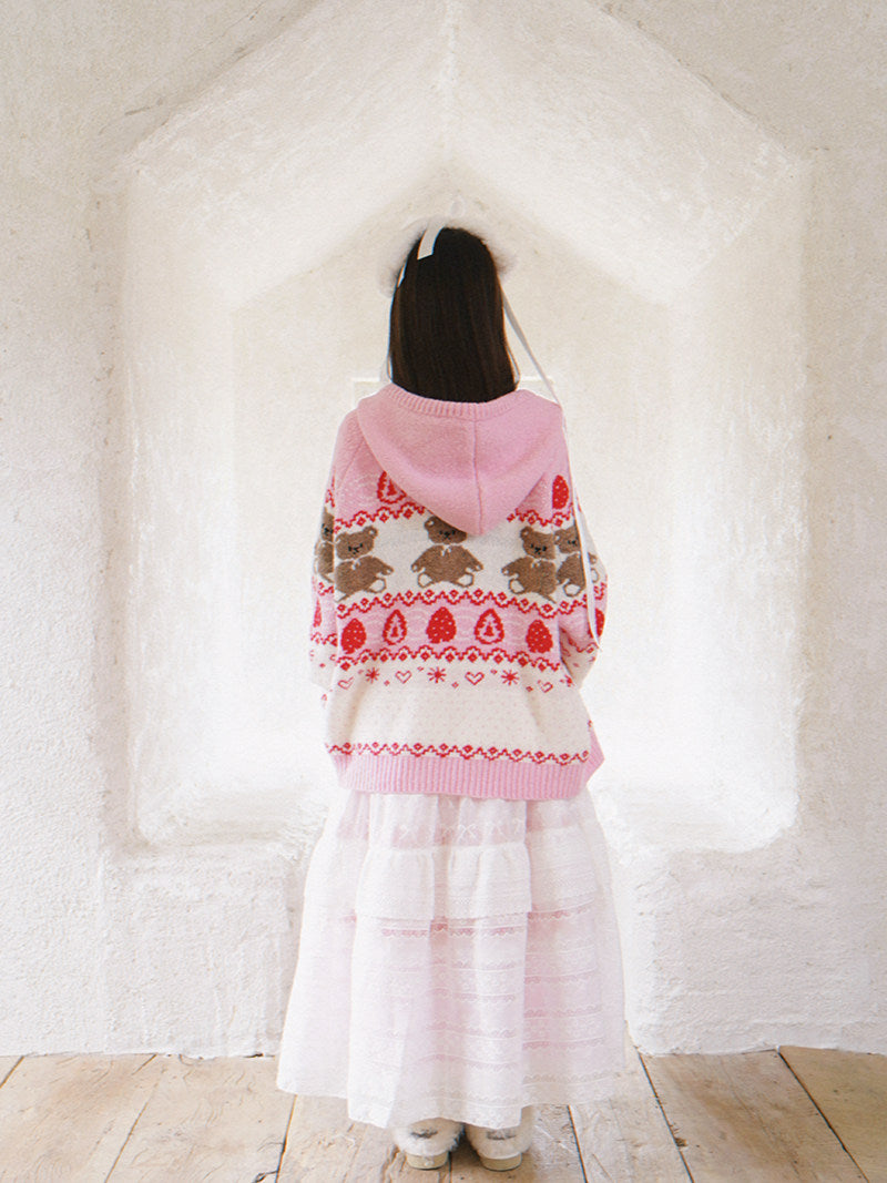 Daytoday Everyday Institute - Strawberry Bear Cake Cardigan coat daytoday everyday institute
