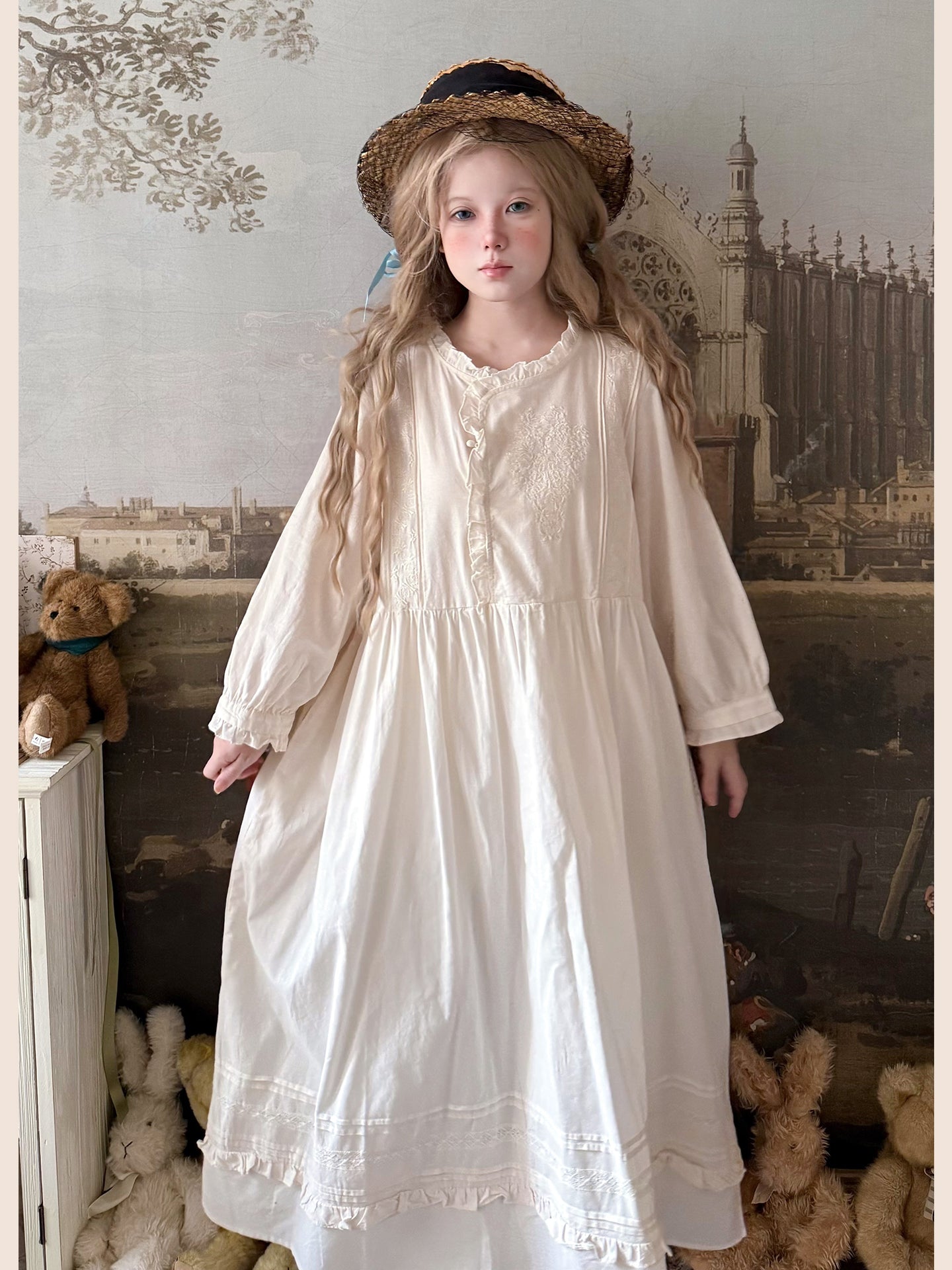 Labeau - Kawaii Retro Hanfu Style Long Sleeve Dress