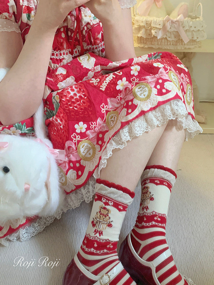 Roji Roji - Brown Bear Cake Cotton Lolita Socks socks Roji Roji