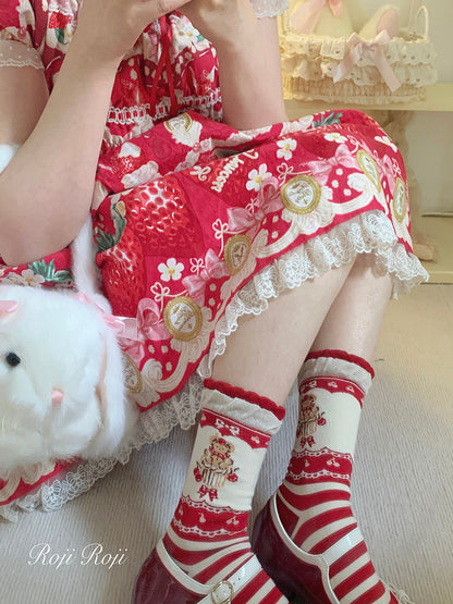 Roji Roji - Brown Bear Cake Cotton Lolita Socks socks Roji Roji