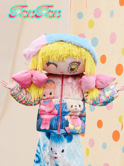 Frufru Colorful Printed Puffer Jacket | 90% White Duck Down Winter Coat jacket frufru