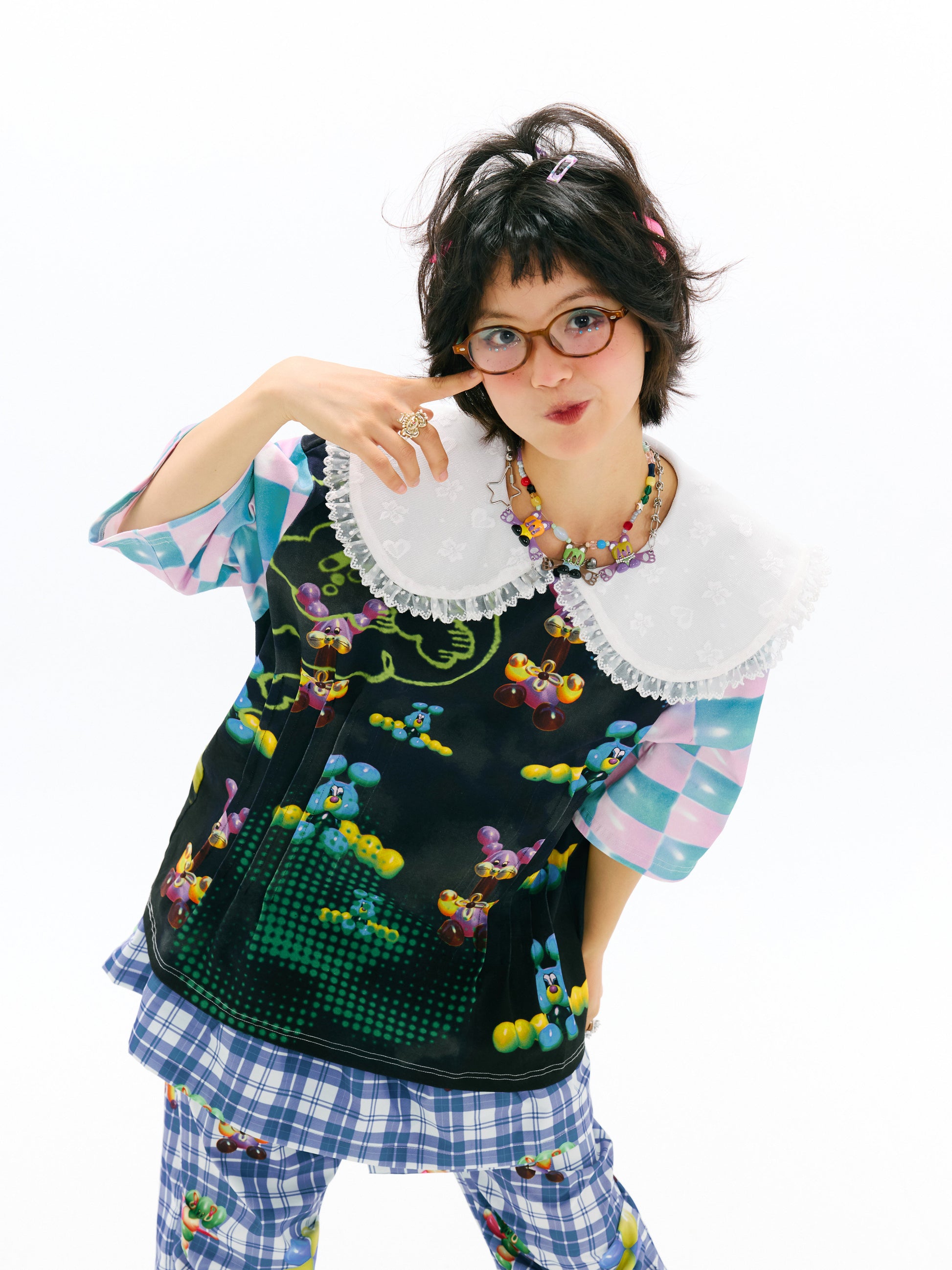 sillysis - Lace Collar Y2K Doll Tee shirt sillysis