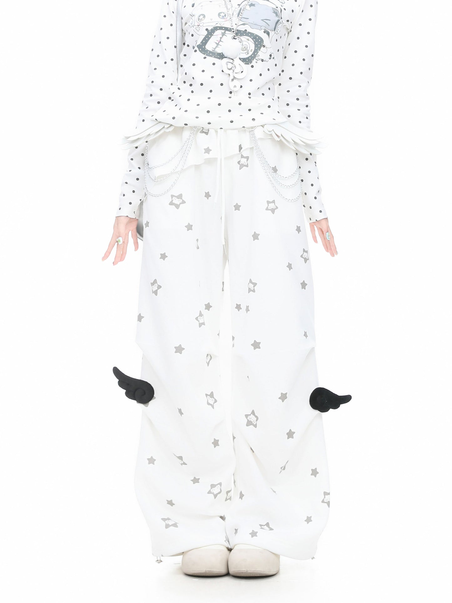Languid Park - Wing Pleated Straight Pants pants Languid Park White S