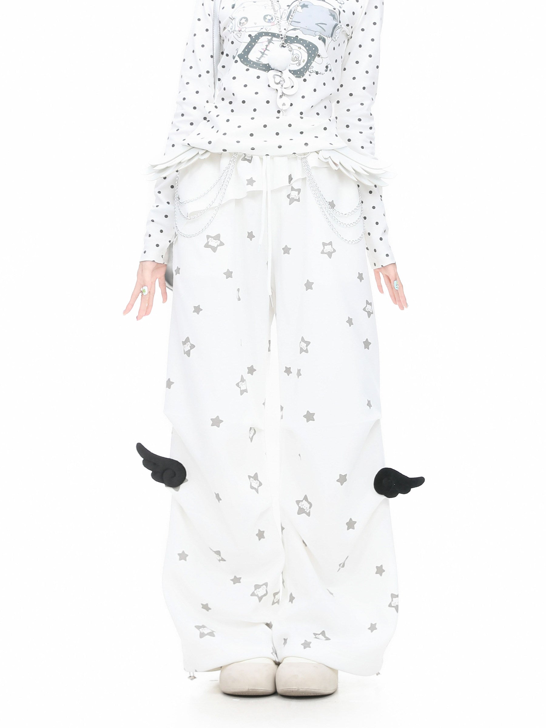 Languid Park - Wing Pleated Straight Pants pants Languid Park White S