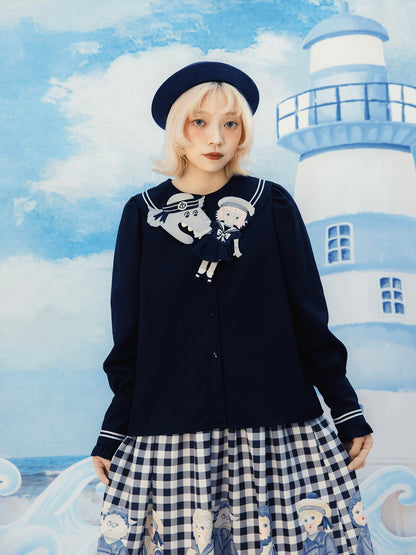 Meugler - Kawaii Navy Wolf Sailor Blouse blouse Meugler