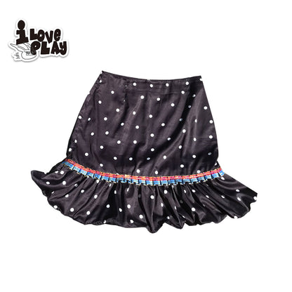 LovePlay – Girly Black Polka Dot Contrast Trim Cami Top & Skirt Set set loveplay Skirt Only S