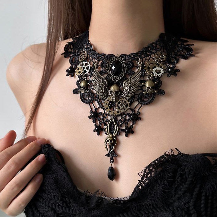 Kiwi Store - Y2K Maximalist Lace Embossed Statement Necklace necklace kiwi store