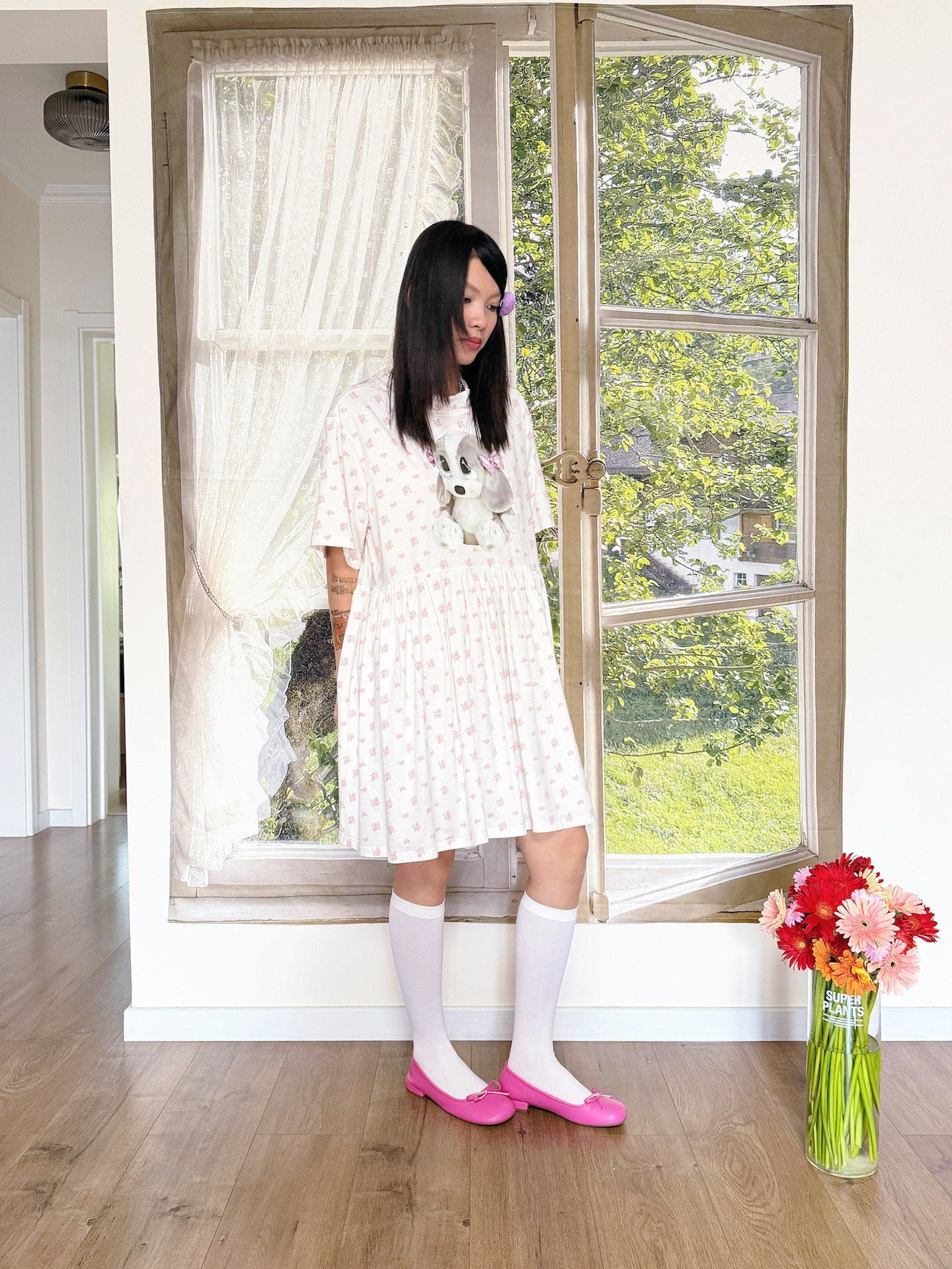 bunnybunnygun - Floral Oversized Dress dress bunnybunnygun