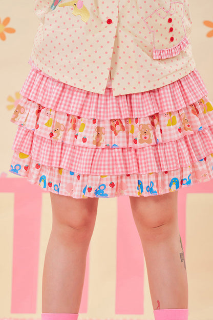 NIKKOU - Polka Dot Layered Skirt Shorts skirt Nikkou home Pink S