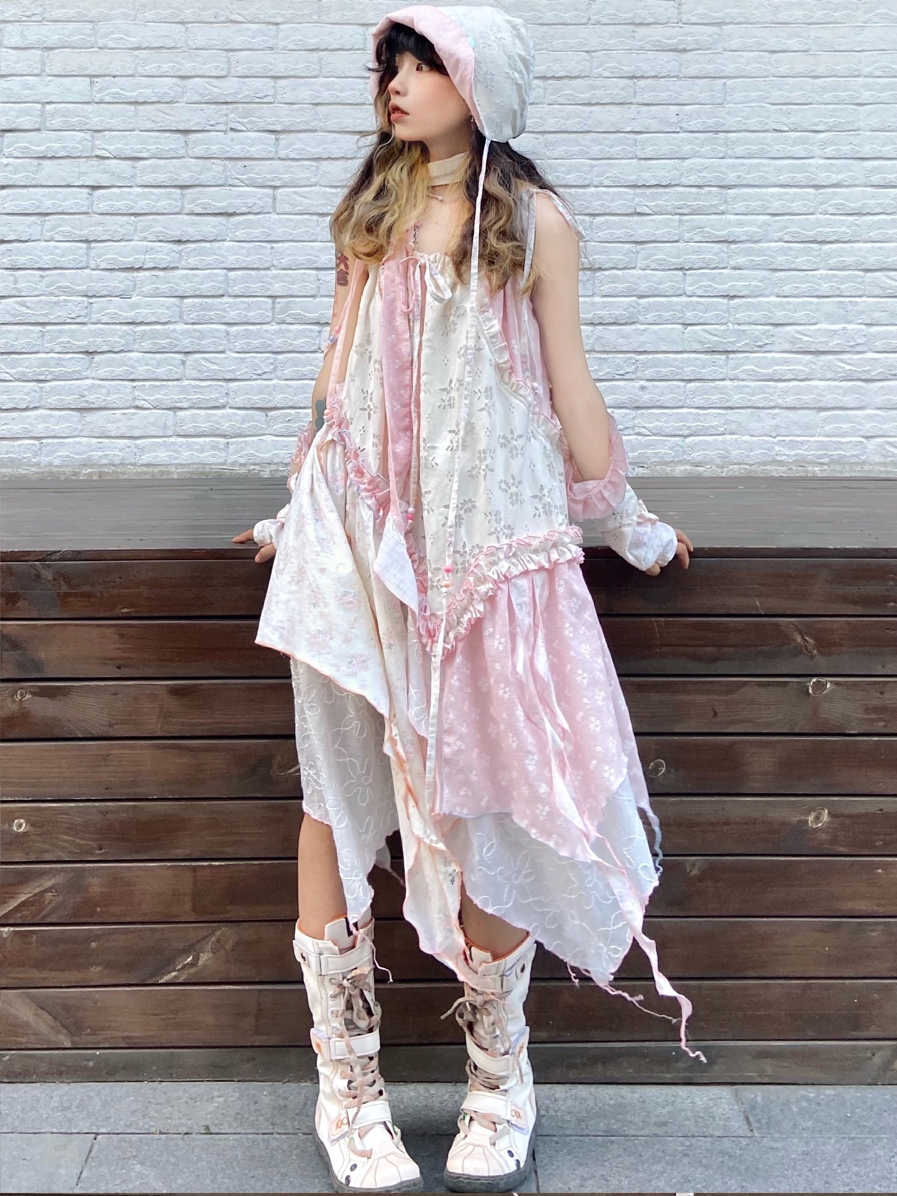 ShiChang Sweet Irregular Dress | Beach Patchwork Dress | Broken Aesthetic Holiday Cami Dress dress ShiChang