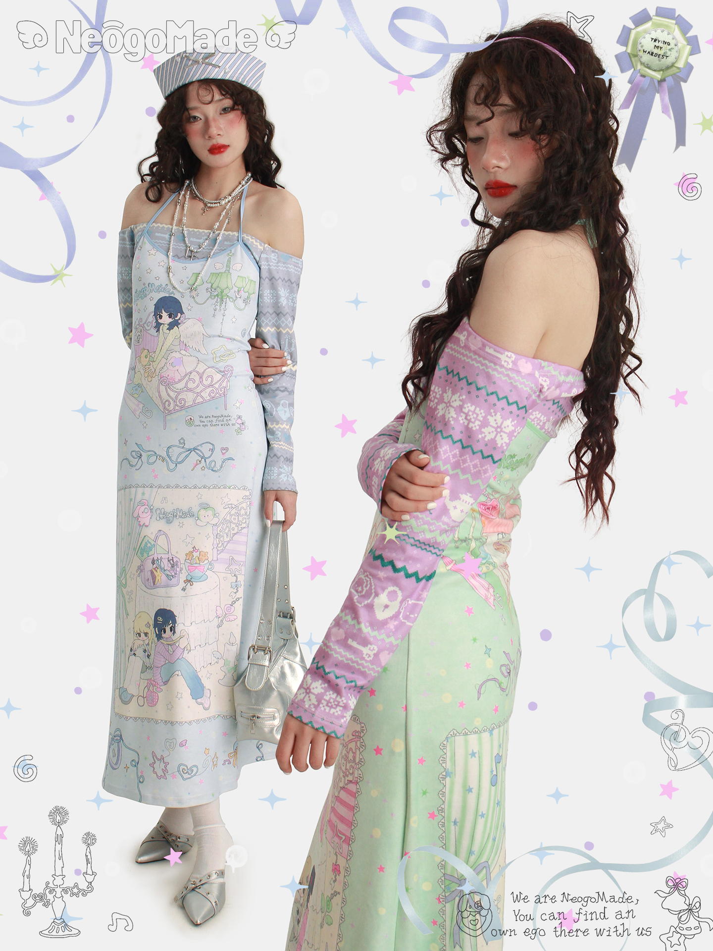 NeogoMade – Kawaii Off-Shoulder Layered Dress dress NeogoMade