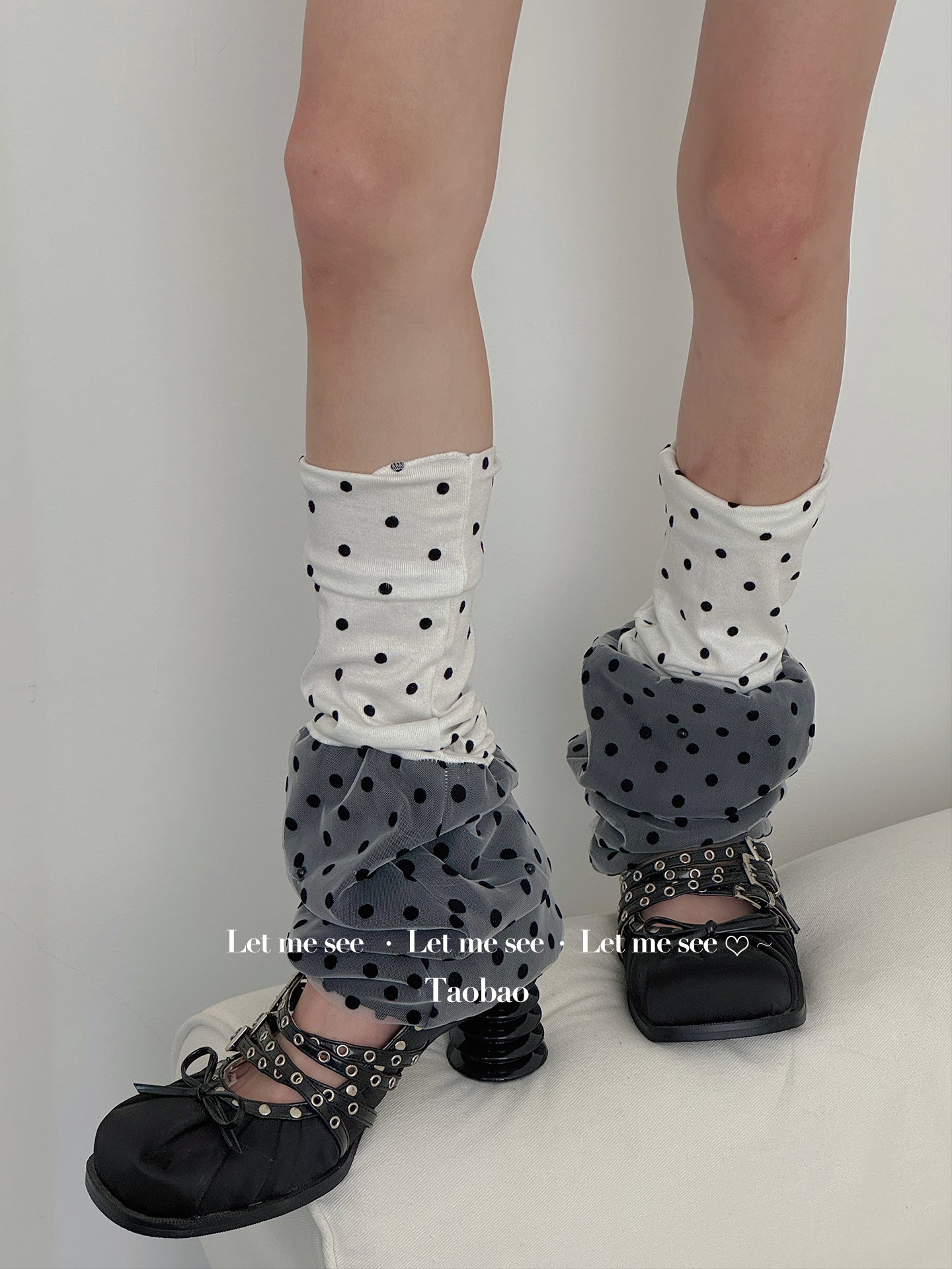 LET ME SEE - Kawaii Patchwork Polka Dot Leg Warmers leg warmmers let me see