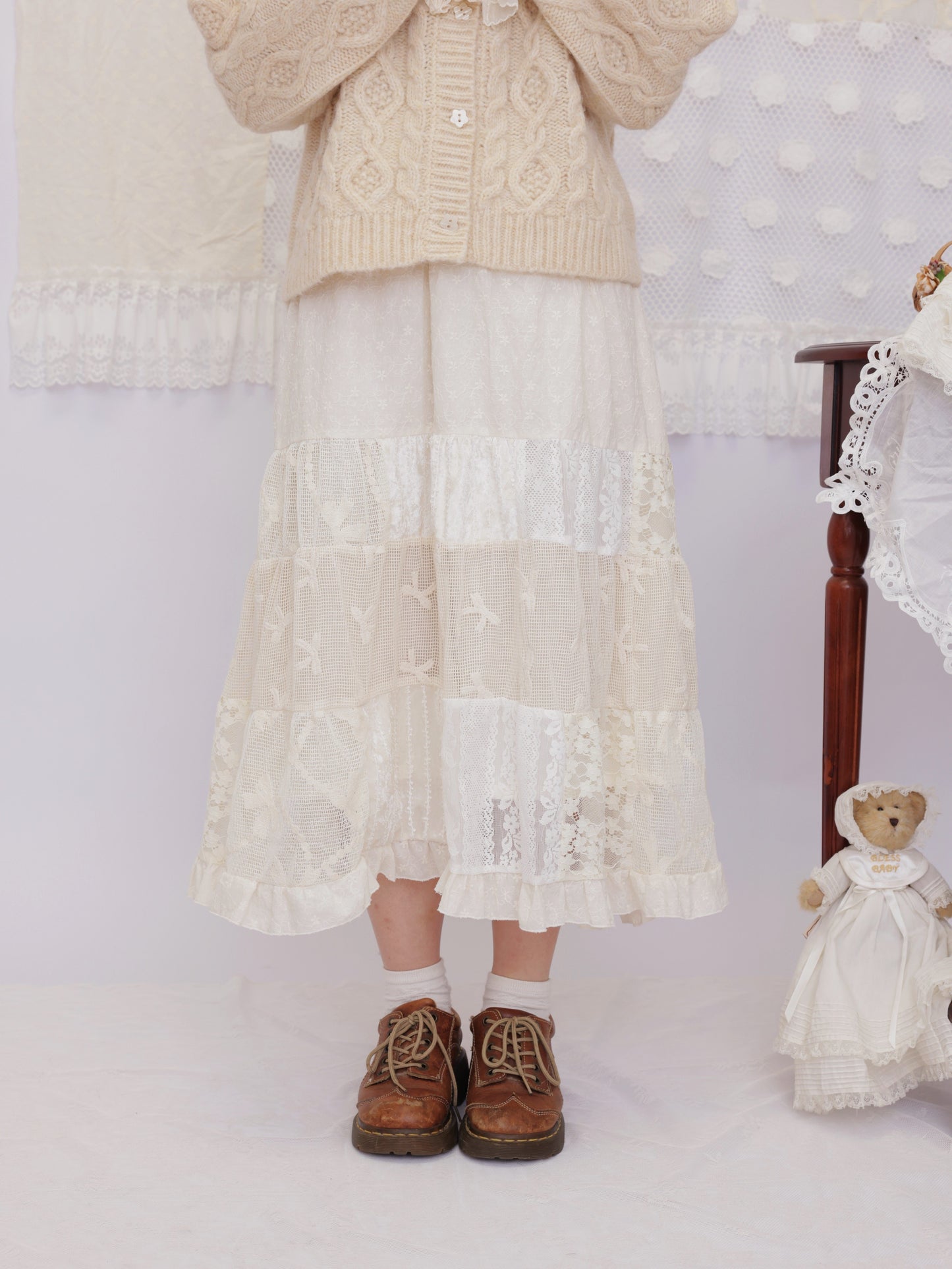 SemenCoicis - Lace Patchwork Cake Skirt skirt SemenCoicis