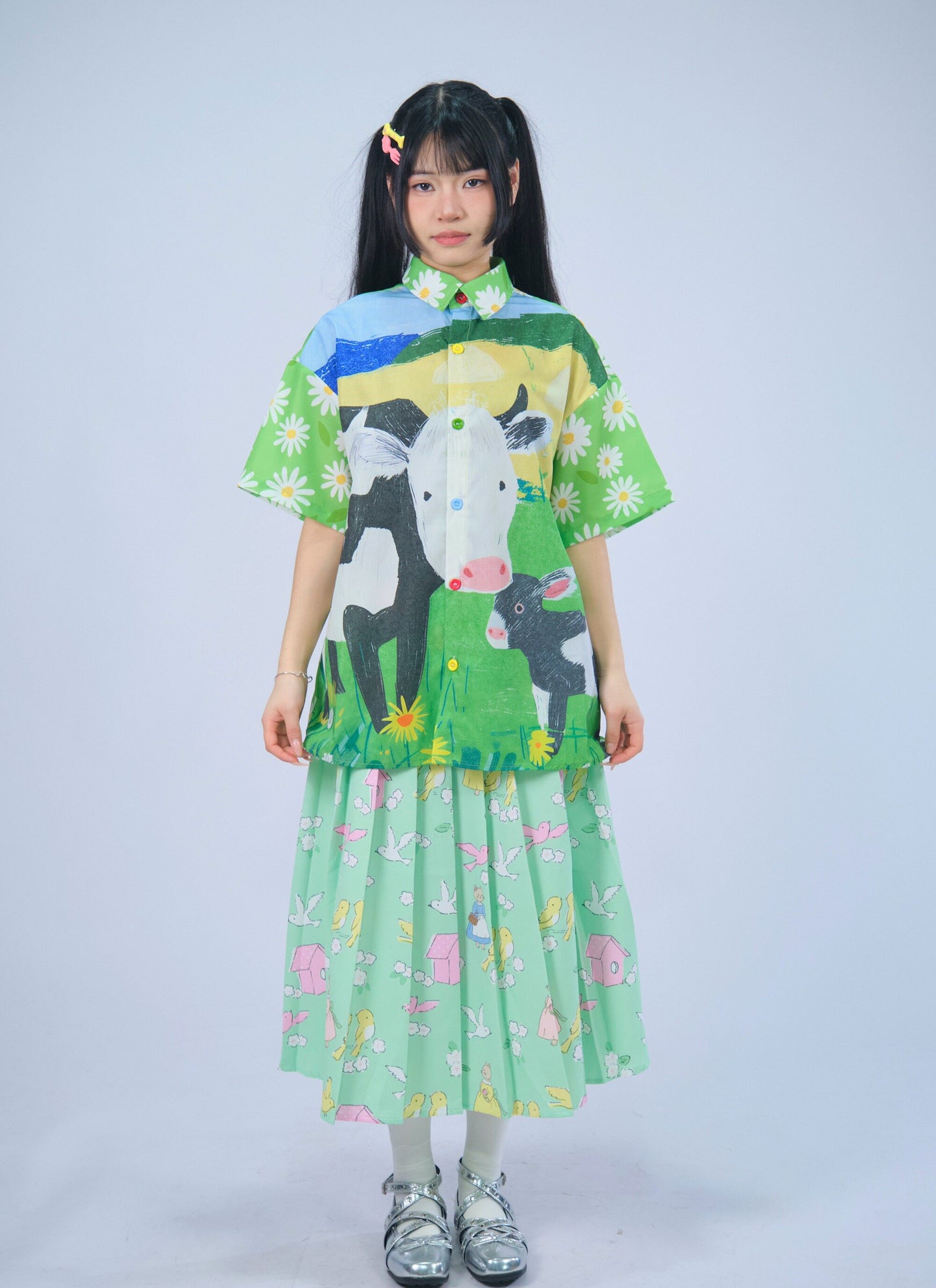 MeowMeow Bug- Kidcore Print Pleated Skirt skirt MeowMeow Bug