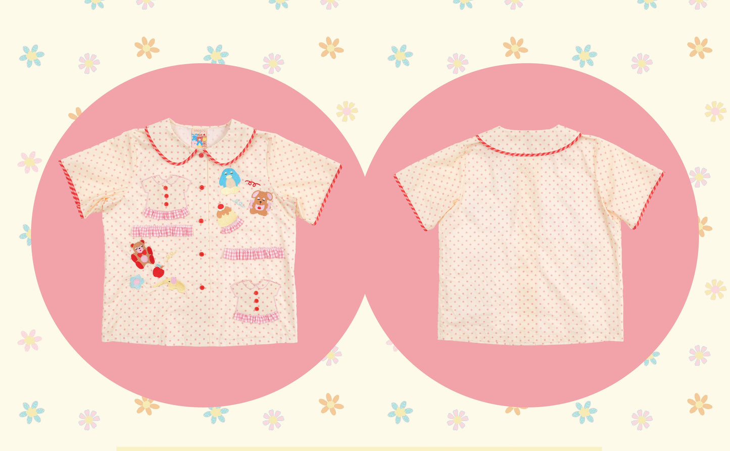 NIKKOU - Animal Embroidered Lace Shirt shirt Nikkou home S