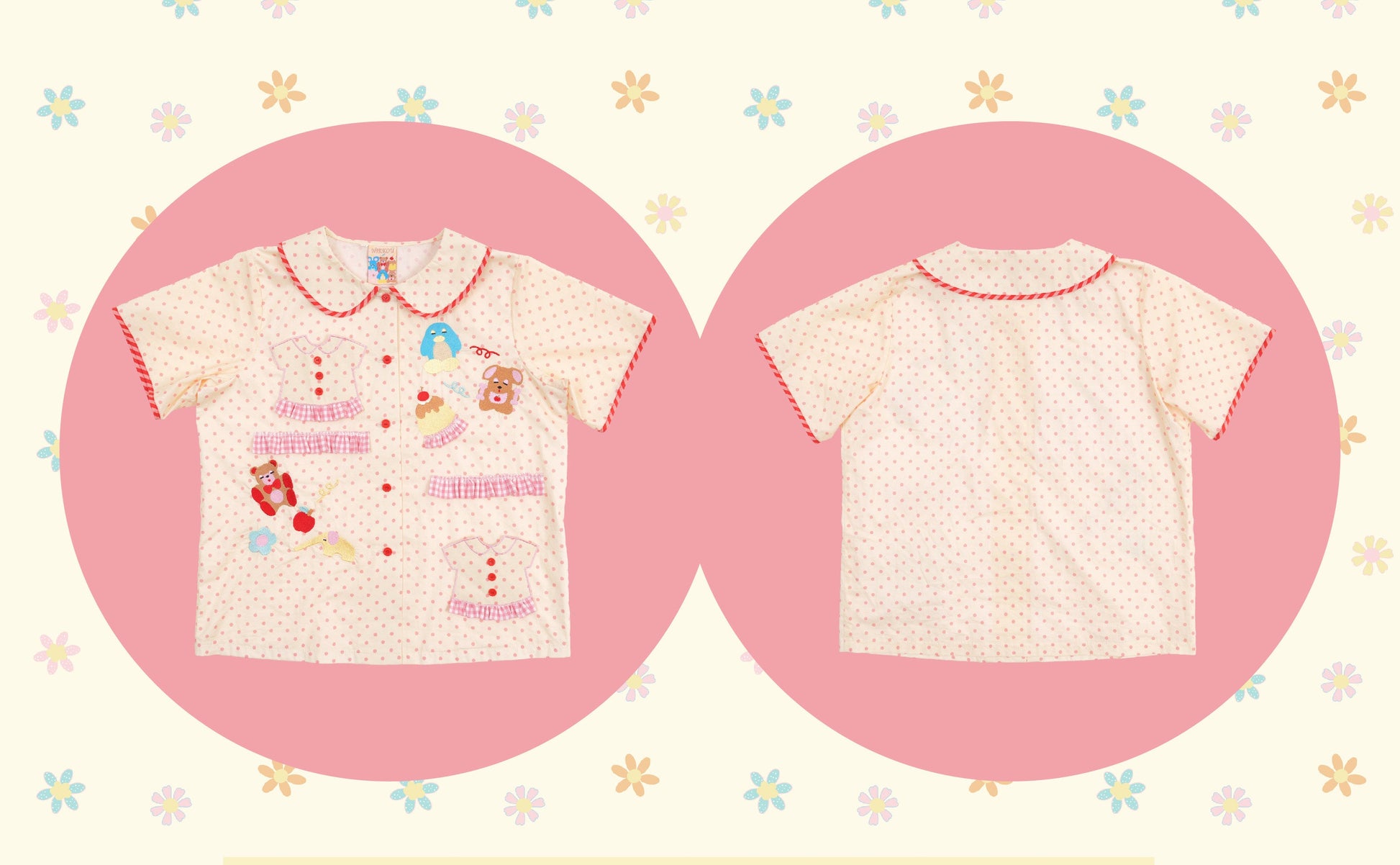 NIKKOU - Animal Embroidered Lace Shirt shirt Nikkou home S