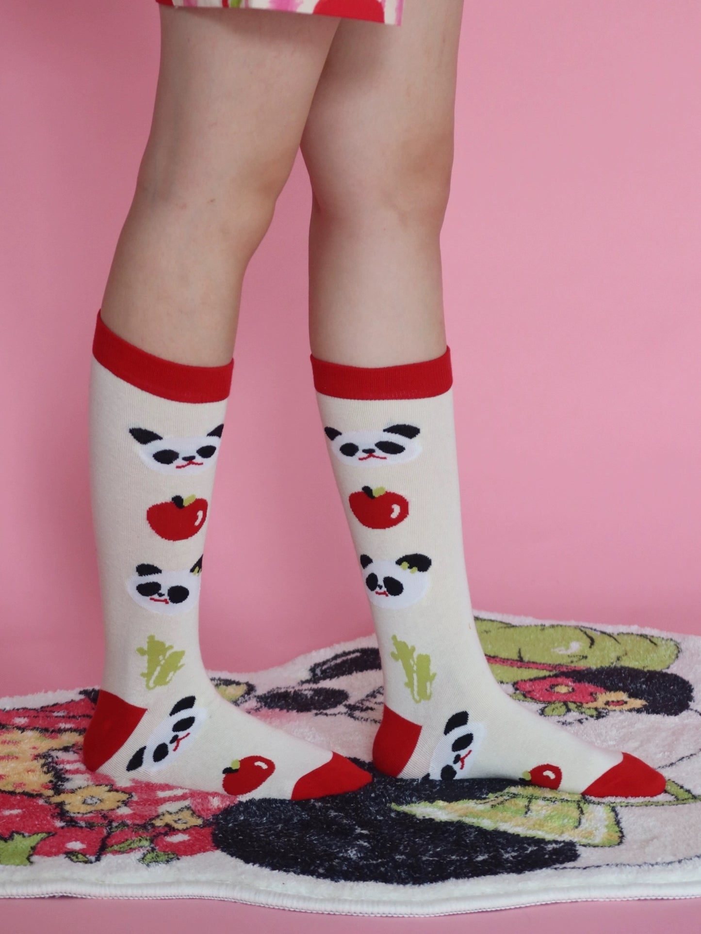 LULULULU - Kawaii Panda Apple Cotton Knee Socks socks LULULULU