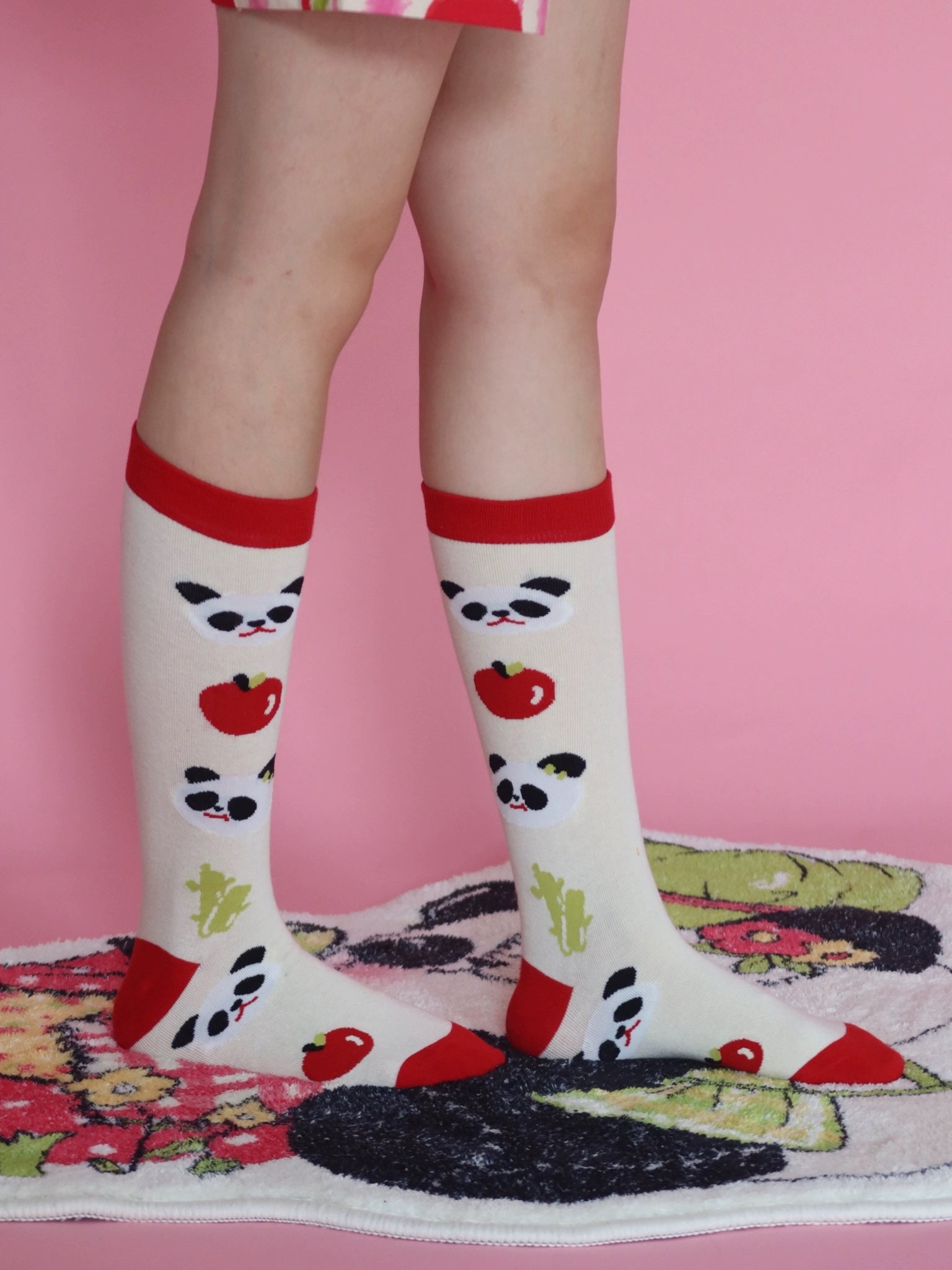 LULULULU - Kawaii Panda Apple Cotton Knee Socks socks LULULULU