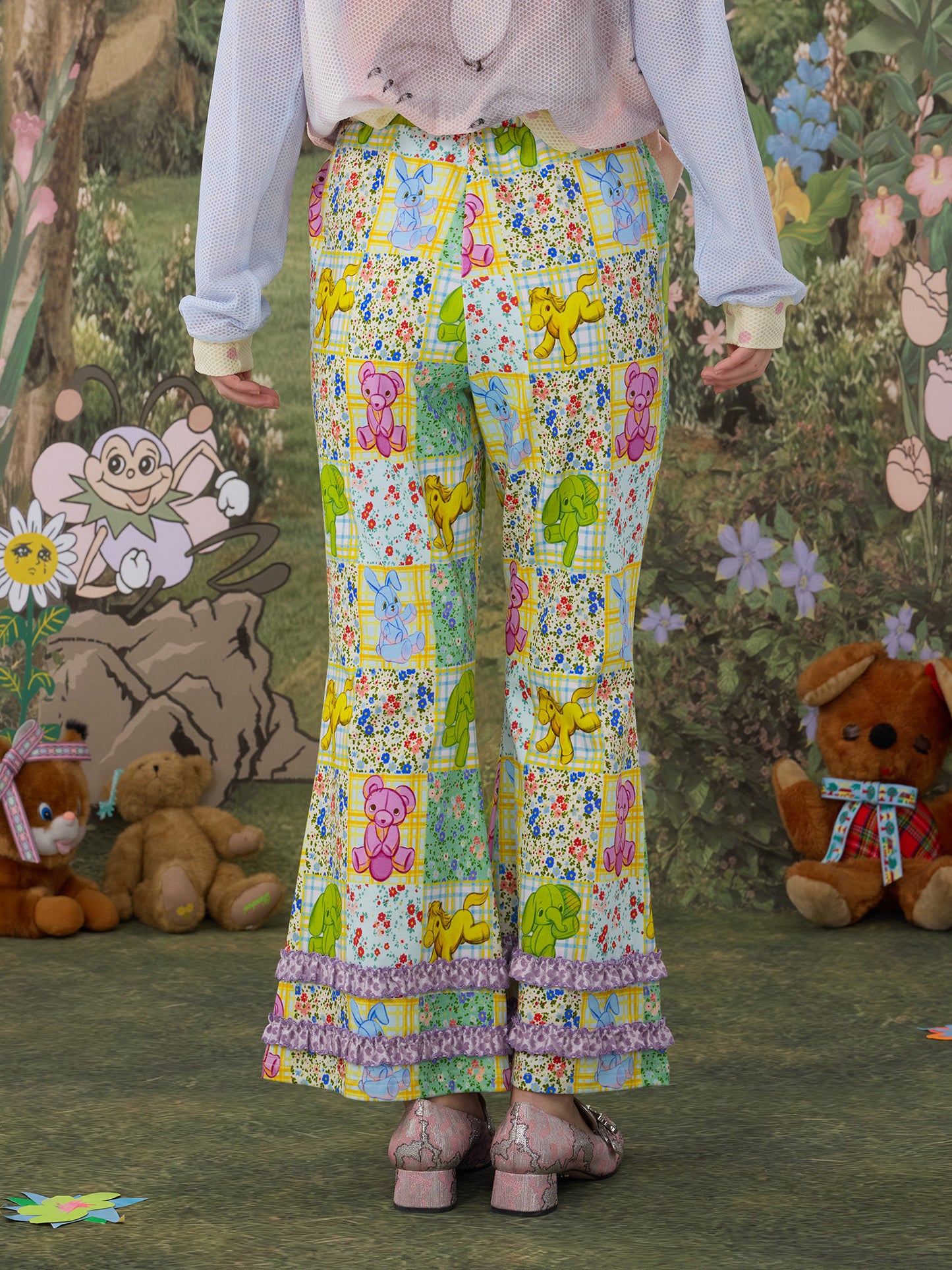 tntntutu - Floral Animal Flare Pants pants tntntutu