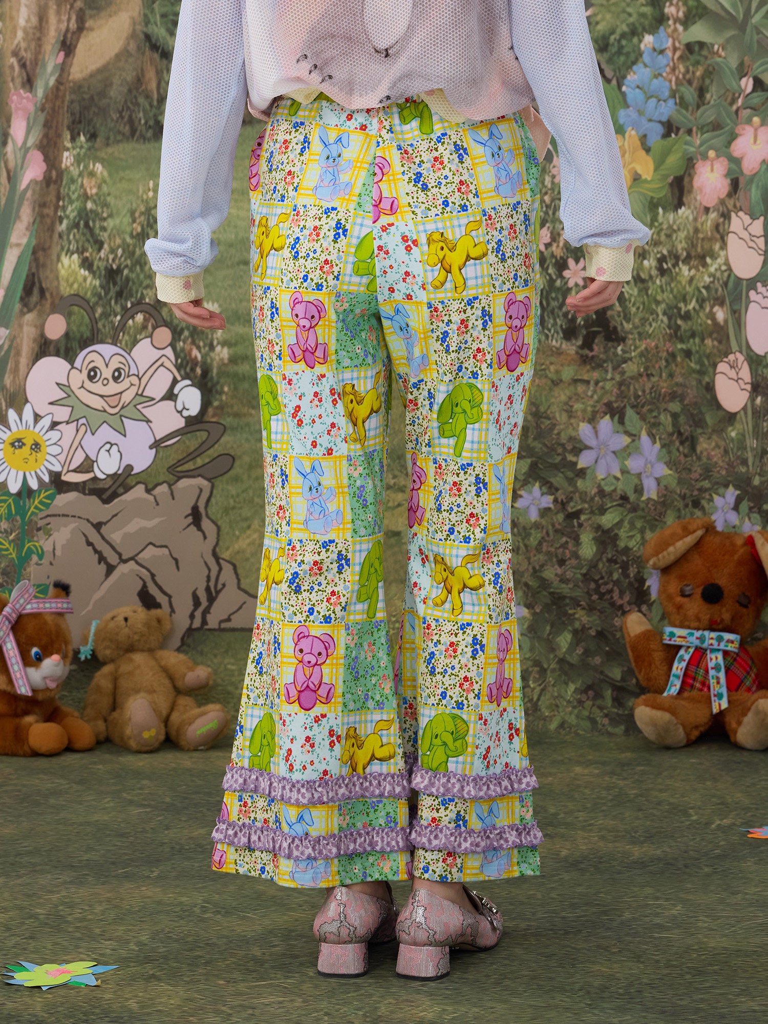 tntntutu - Floral Animal Flare Pants pants tntntutu